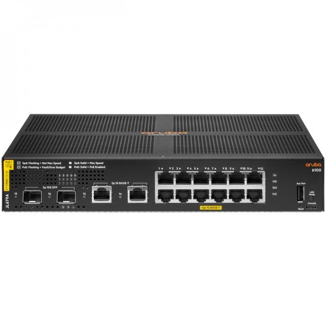 12+4P HP Enterprise Aruba 6100 12G + 2G/2SFP+ POE+ (139W) 2G/2SFP+ Switch RM M