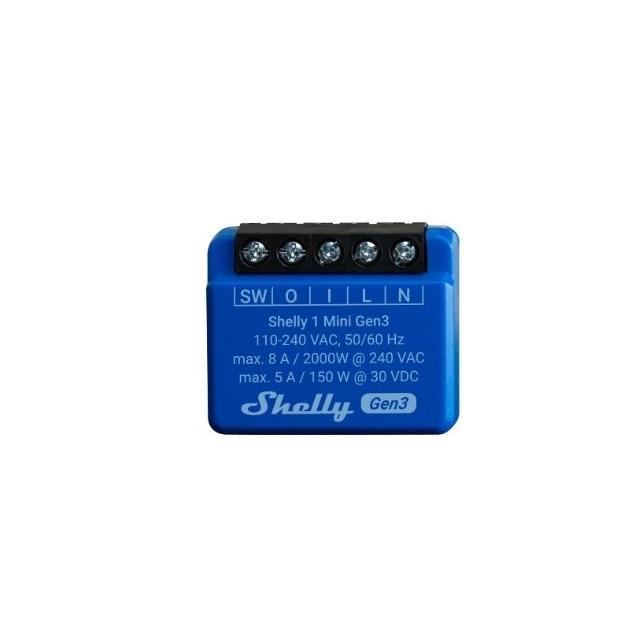 Shelly Relais "Plus 1 Mini Gen. 3" WLAN BT max. 8A 1 Kanal Unterputz