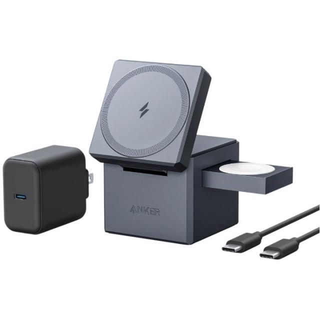 Anker 3-in-1 Charge CUbe MagSafe All-in-One-Ladelösung Apple 15W grey